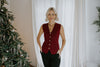 Sleeveless Knit Vest With Gold Buttons - Merlot