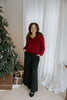 Back Bow V-Neck Sweater - Burgundy