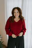 Back Bow V-Neck Sweater - Burgundy