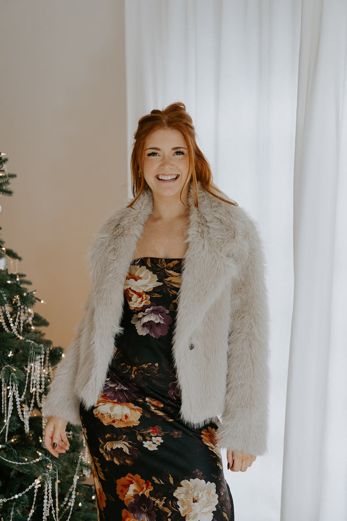 The Elevated Classic Faux Fur Jacket - Taupe