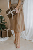 Champagne Pleated Midi Skirt