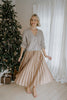 Champagne Pleated Midi Skirt