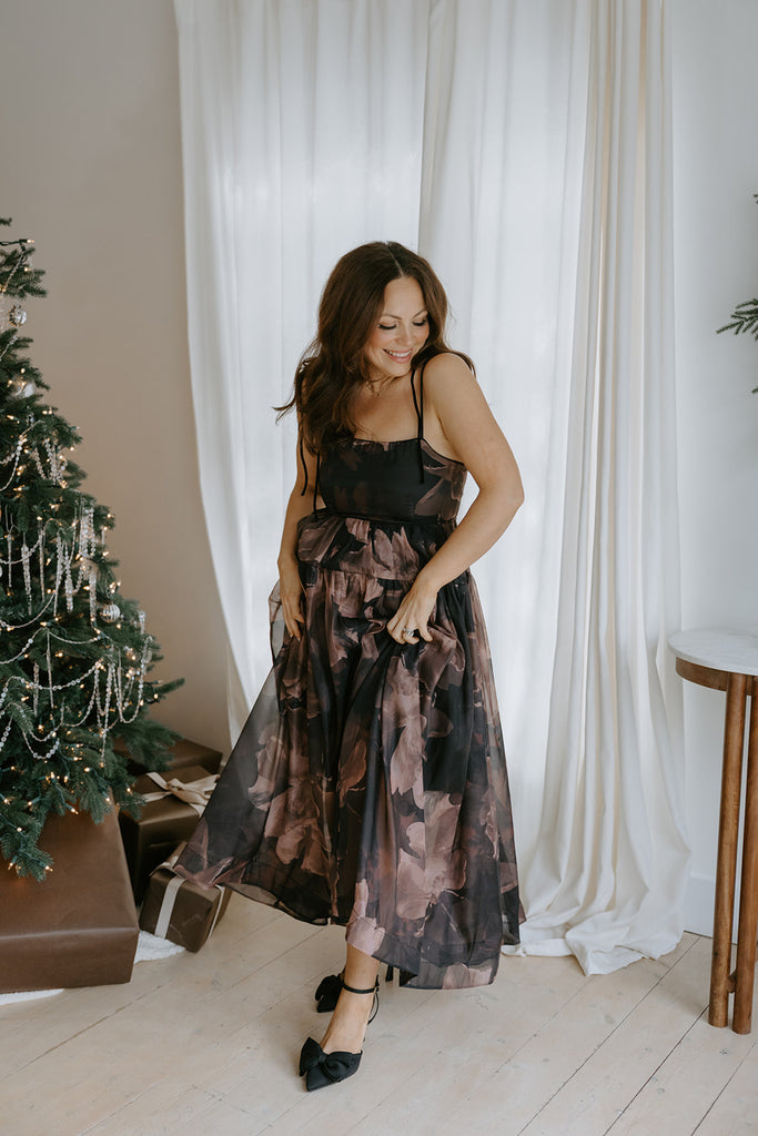 Floral Maxi Babydoll With Velvet Straps