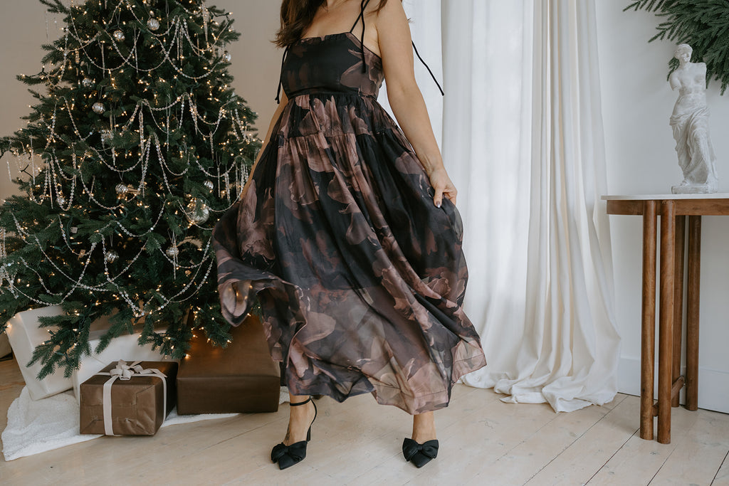 Floral Maxi Babydoll With Velvet Straps