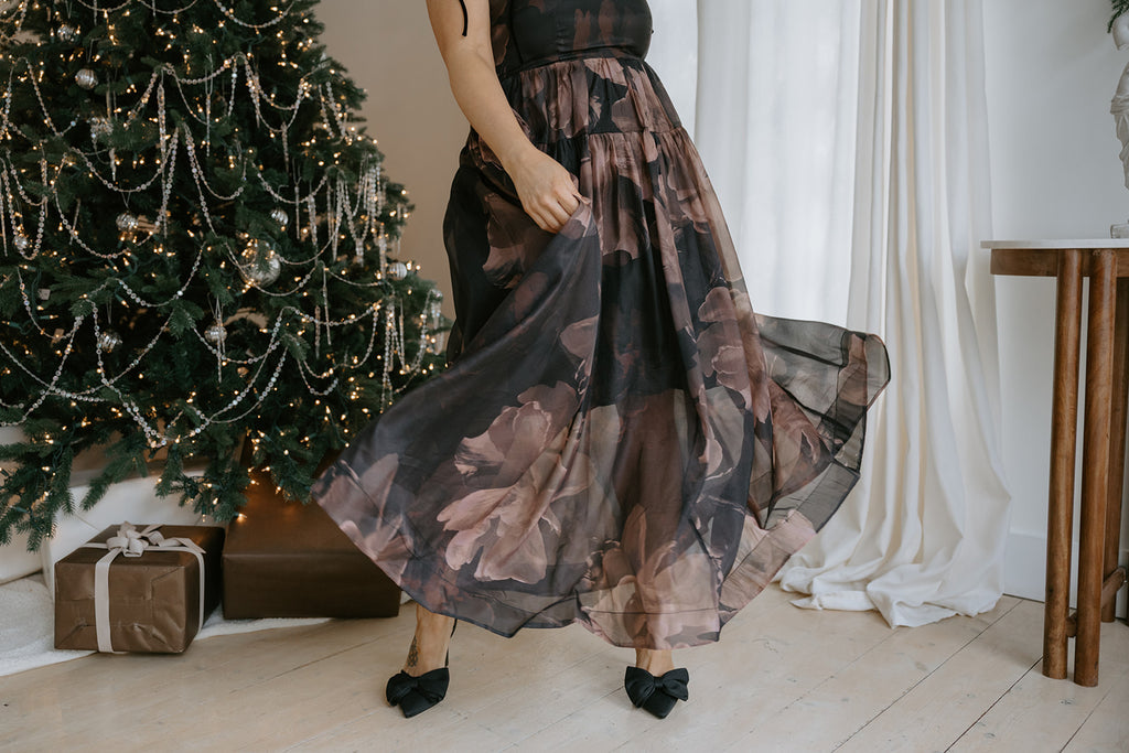 Floral Maxi Babydoll With Velvet Straps