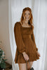 Square Neck Dress With Smocking - Copper