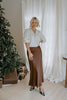 Satin Maxi Skirt - Chocolate