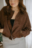 Faux Suede Bomber Jacket - Chocolate