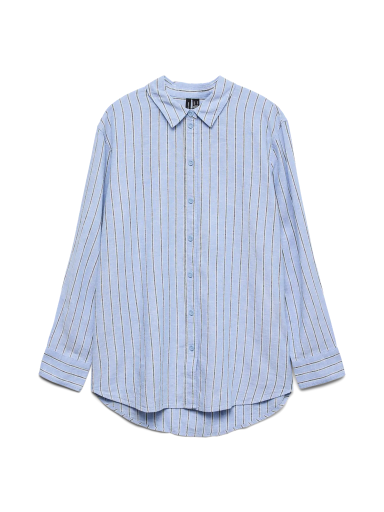 Long Sleeve Striped Button Up - Blue