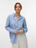 Long Sleeve Striped Button Up - Blue