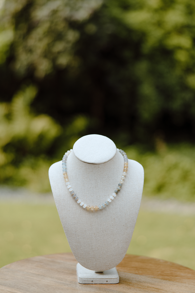 Grey And Clear Beaded Necklace