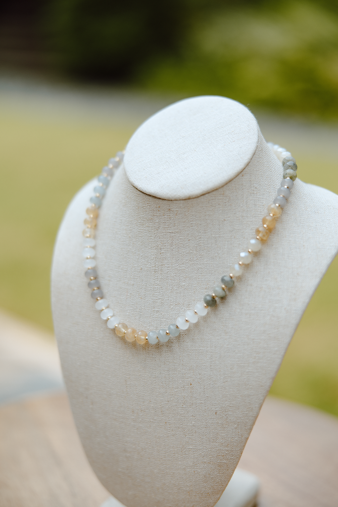 Grey And Clear Beaded Necklace