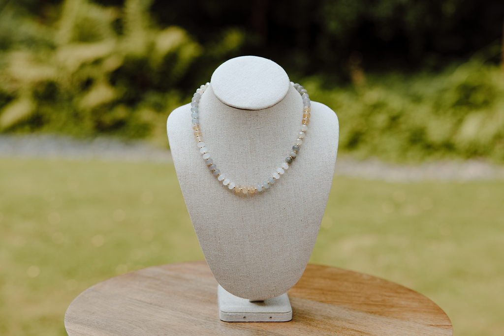 Grey And Clear Beaded Necklace