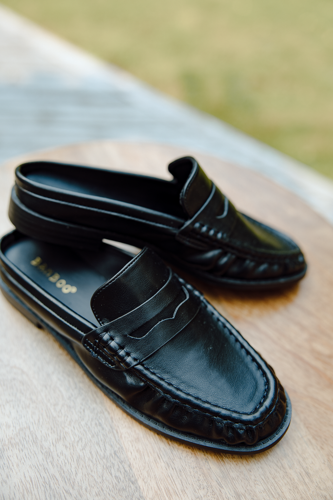Open Back Loafers - Black