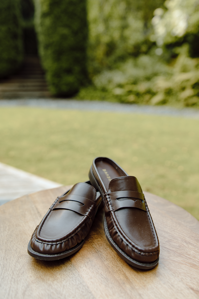 Open Back Loafers - Brown