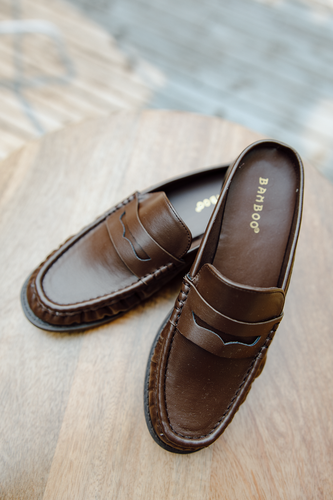 Open Back Loafers - Brown