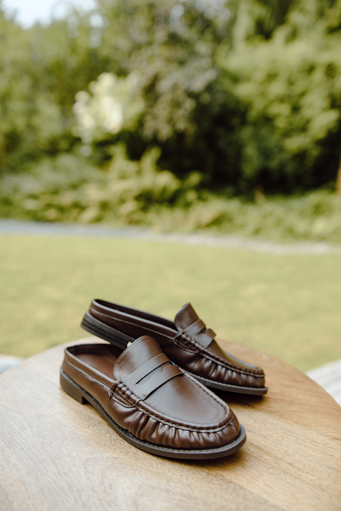 Open Back Loafers - Brown