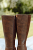 Mixed Material Boots - Brown