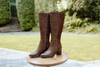 Mixed Material Boots - Brown