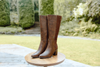Mixed Material Boots - Brown
