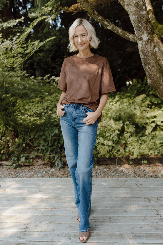 Faux Suede Shirt - Brown