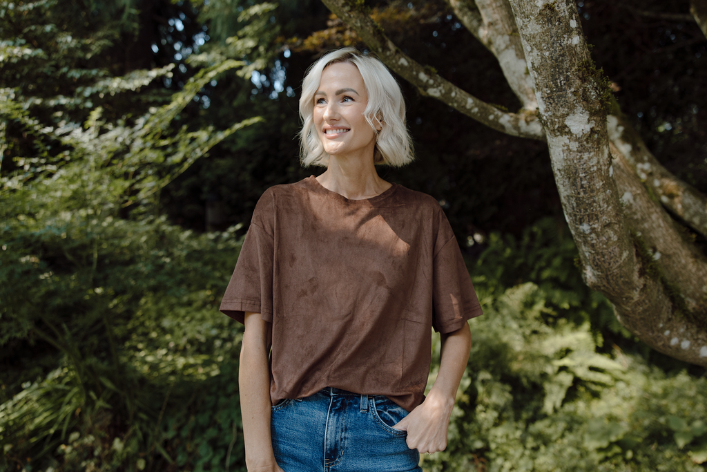 Faux Suede Shirt - Brown