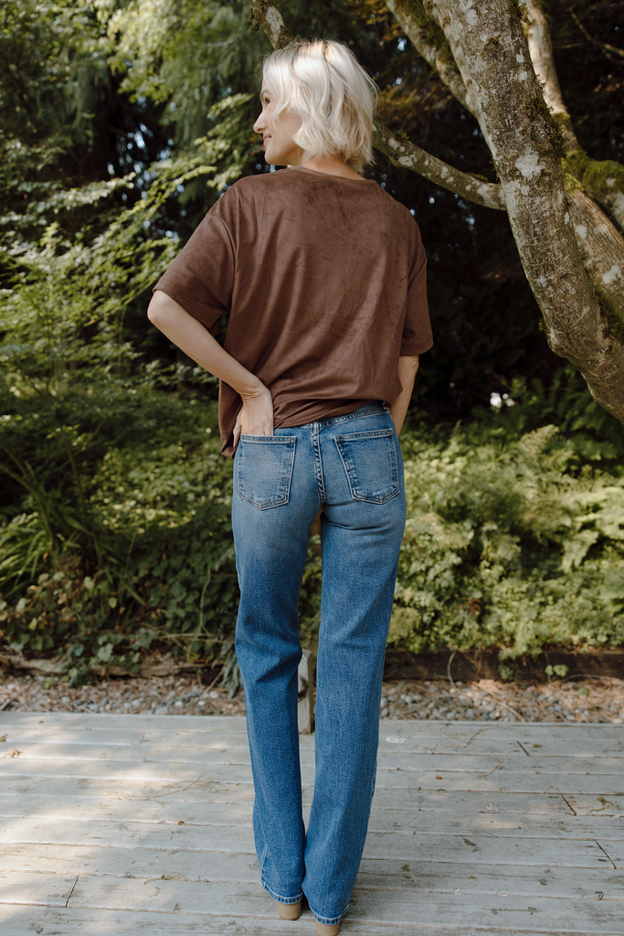 Faux Suede Shirt - Brown