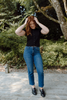 Scalloped Short Sleeve Cardigan - Black
