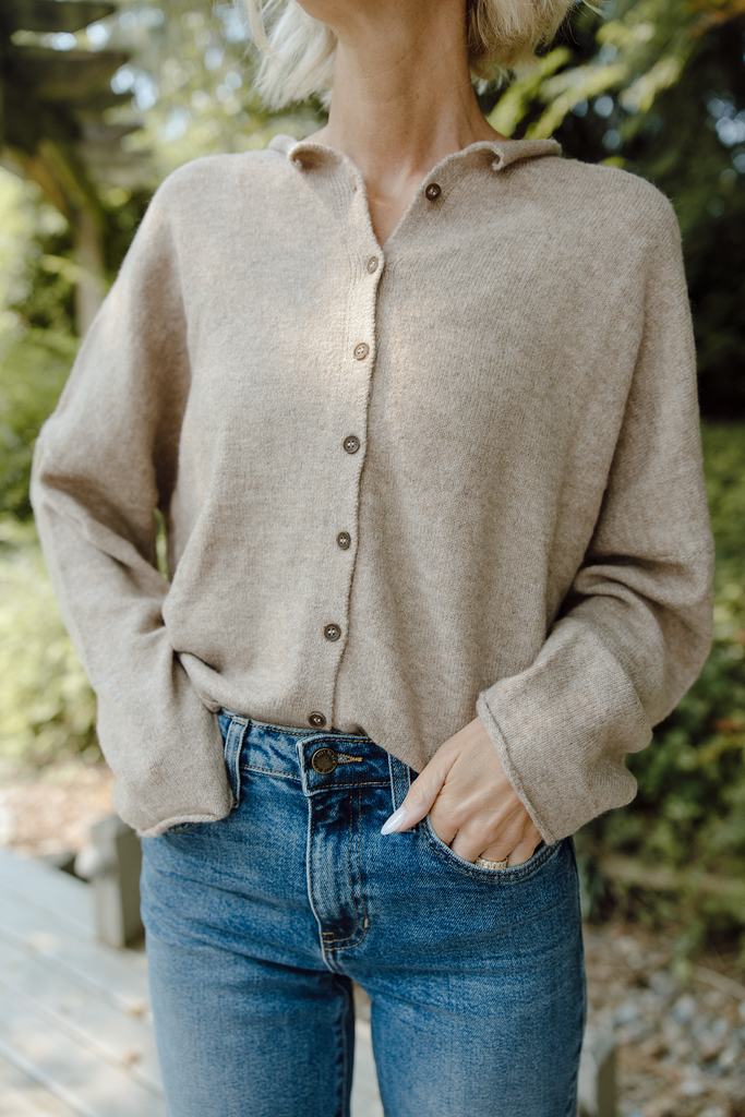 Lightweight Button Up Cardi - Mocha