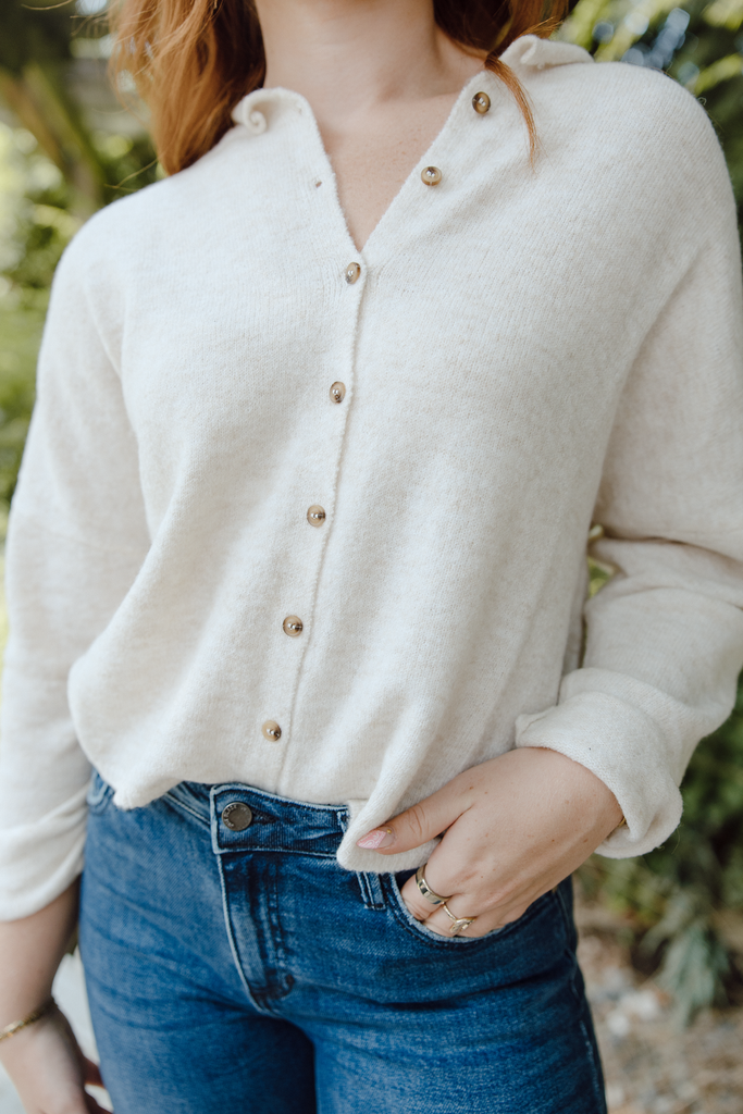 Lightweight Button Up Cardi - Oatmeal