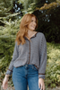 Stripe Raw Edge Button Up Cardigan - Brown/Blue