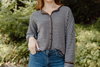 Stripe Raw Edge Button Up Cardigan - Brown/Blue