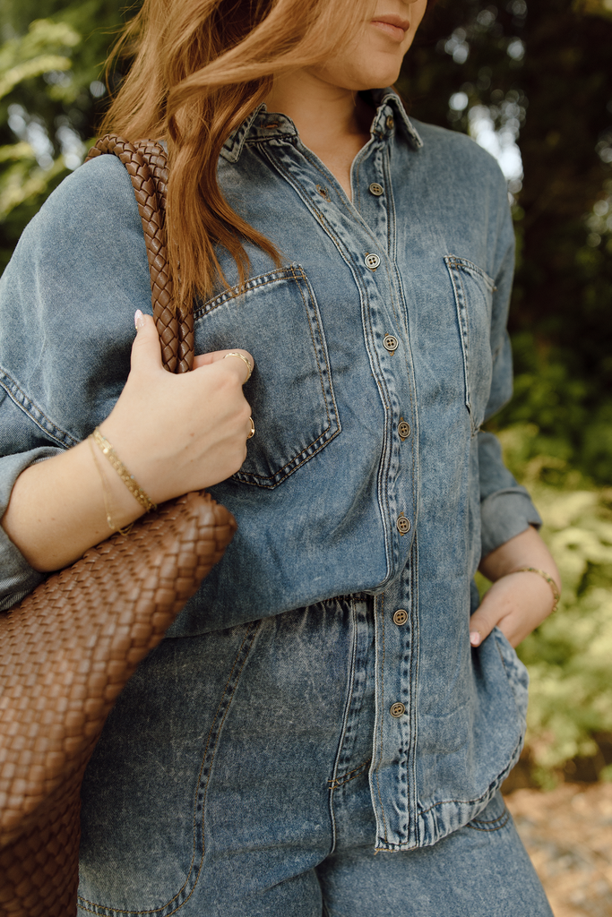 Chambray/Tencel Button Up Shirt