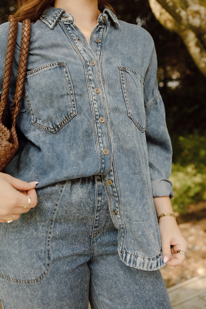 Chambray/Tencel Button Up Shirt