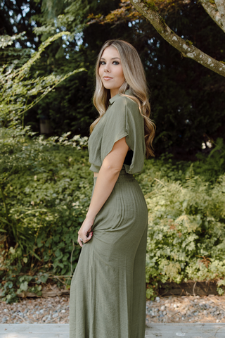 Printed Green Tie Dress