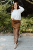 Asymmetrical Lace Trim Skirt - Brown