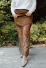 Asymmetrical Lace Trim Skirt - Brown