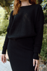 Waffle Sweater & Skirt Set - Black