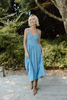 Corset Style Midi Dress - Light Blue