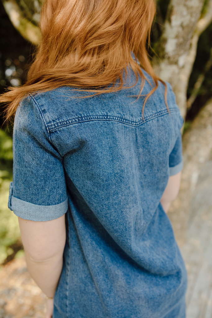 Short Denim Dress - Medium Blue
