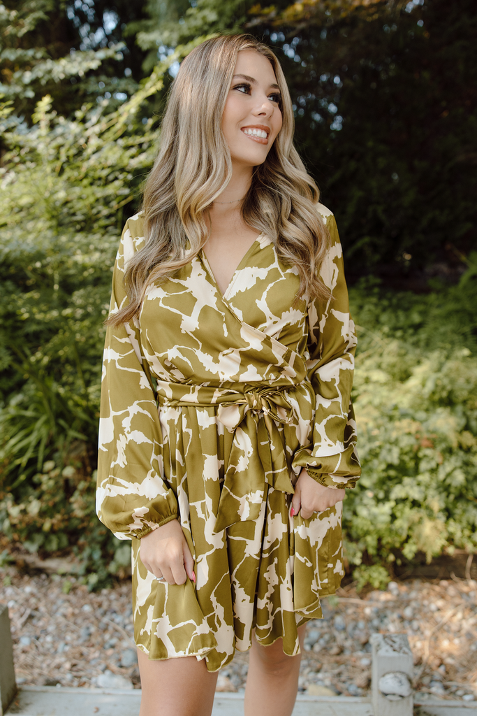 Printed Green Tie Dress