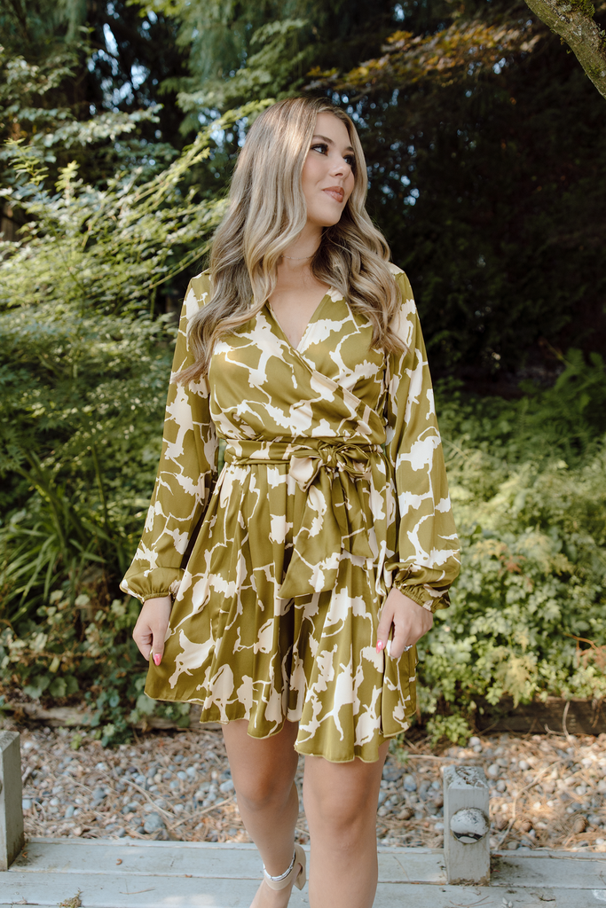 Printed Green Tie Dress