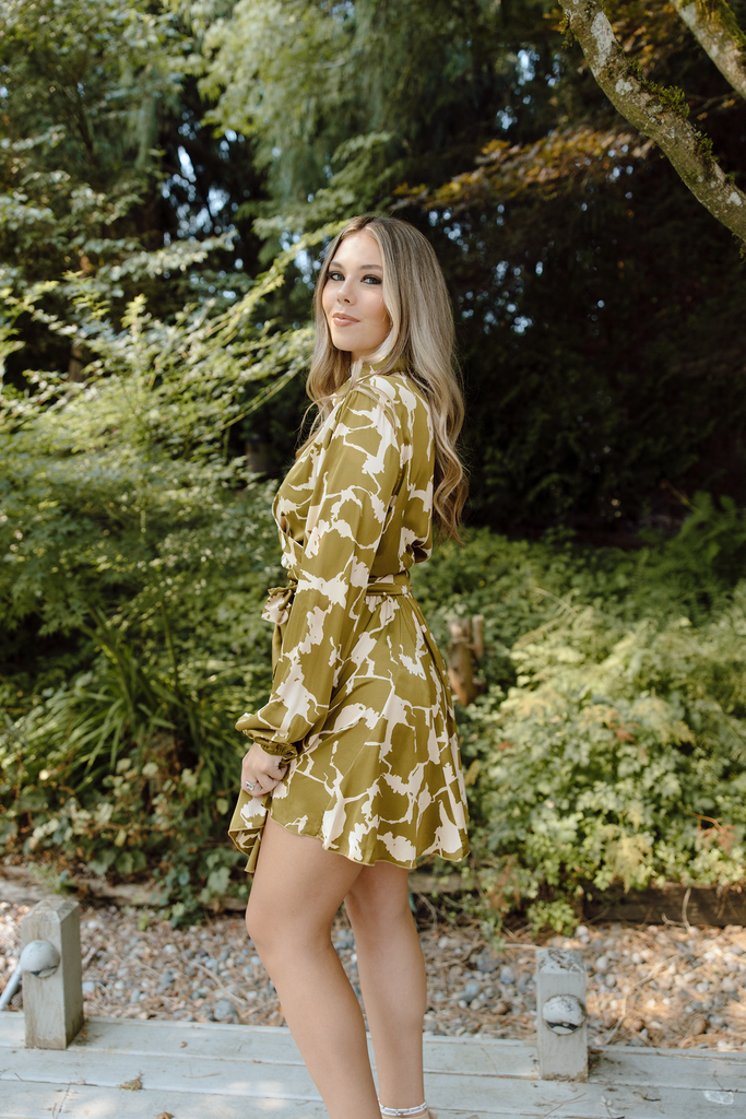 Printed Green Tie Dress