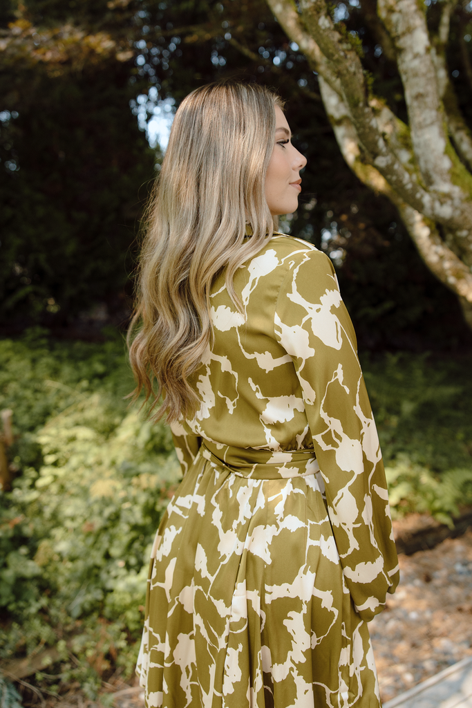 Printed Green Tie Dress