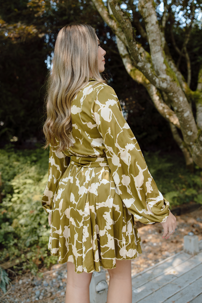 Printed Green Tie Dress