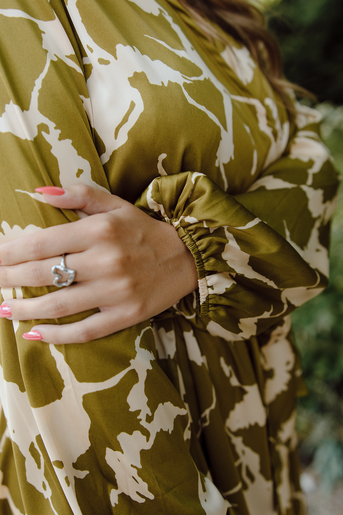 Printed Green Tie Dress
