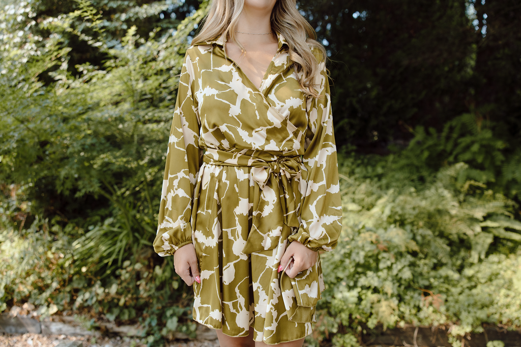 Printed Green Tie Dress