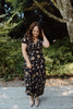 Fall Floral Midi Dress - Black