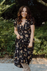 Fall Floral Midi Dress - Black