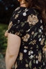 Fall Floral Midi Dress - Black